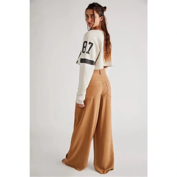 FREE PEOPLE NWT *Sold Out* Old West Slouchy Jeans Wide Leg Tumbleweed Pants - Picture 2 of 13